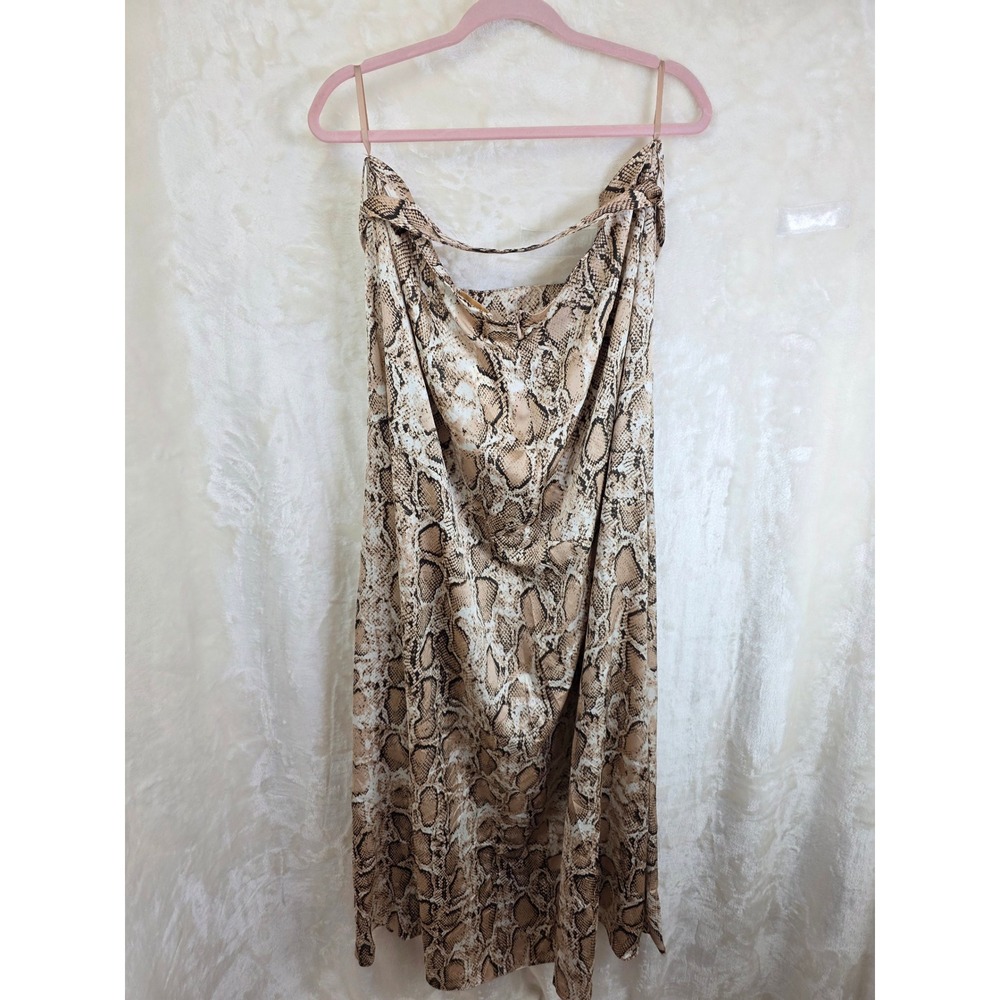 Canvas Apparel The Shiloh Skirt 2X Snakeskin Print Neutral‎ slit Maxi Skirt NWT